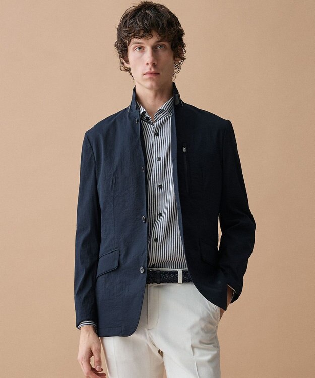 JOSEPH ABBOUD 【イージーケア・JAPANファブリック】ブロックストライプ シャツ ネイビー系1