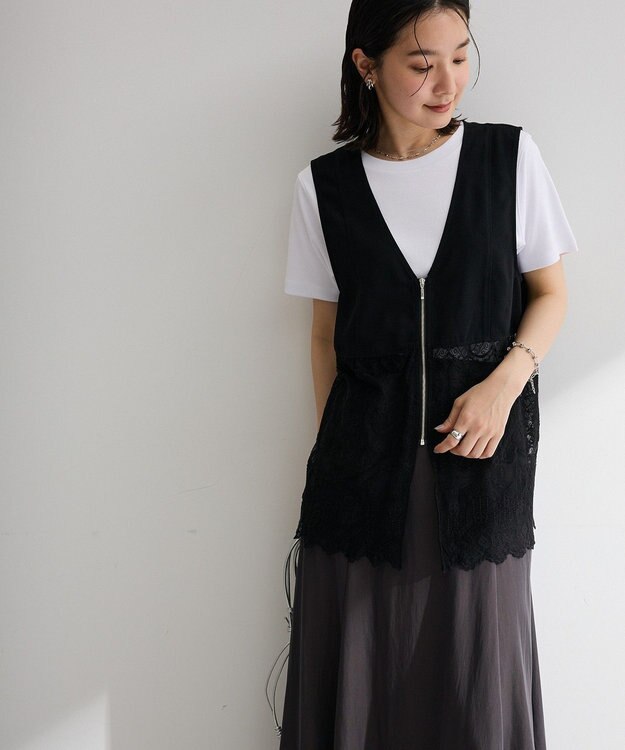 Green Parks レースドッキングＺＩＰベスト Black