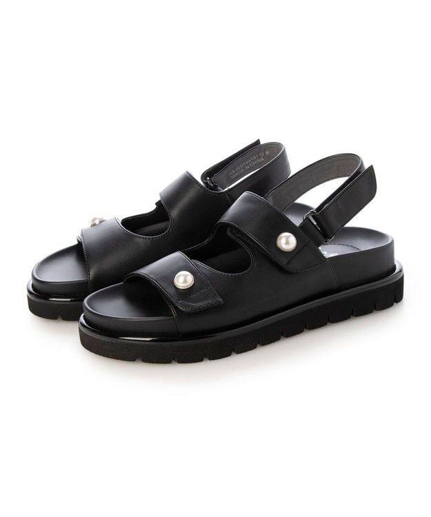 ing <ing>パールモチーフフッドベッドサンダル ブラック