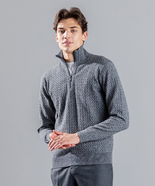JOSEPH HOMME 【WEB限定】ヴィスコースリンクス　ハーフジップニット ライトグレー系