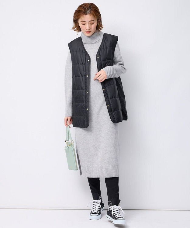 23区 【洗える】ウールカシミヤ タートルネック ニットワンピース ライトグレー系