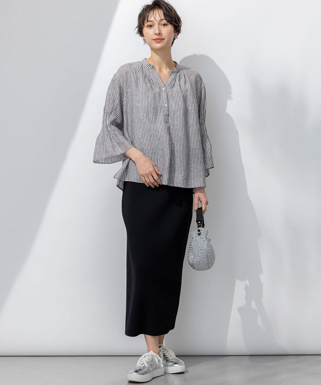 23区 S 【WEB&一部店舗限定/洗える】レーヨンポリエステルストレッチ タイト スカート ネイビー系