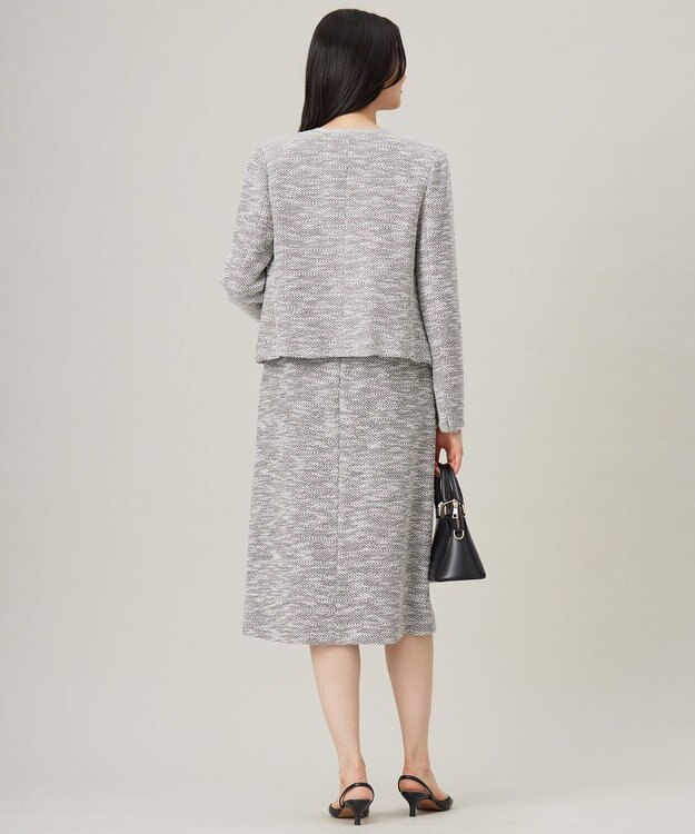 自由区 S カラミツイードノーカラー ジャケット ライトグレー系