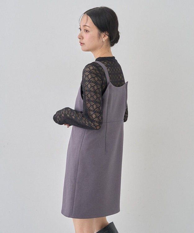 earth music&ecology スクエアネックミニワンピース Gray