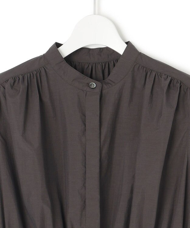 23区 【洗える/撥水加工】ナイロンコットンタフタ ウエストシャーリング ワンピース ダークブラウン系