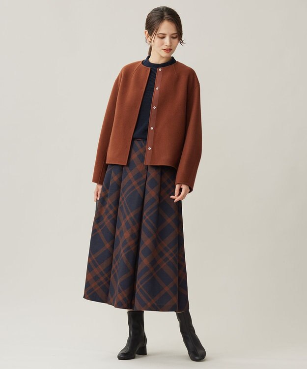 自由区 S ライトリバーノーカラー ジャケット ダークキャメル