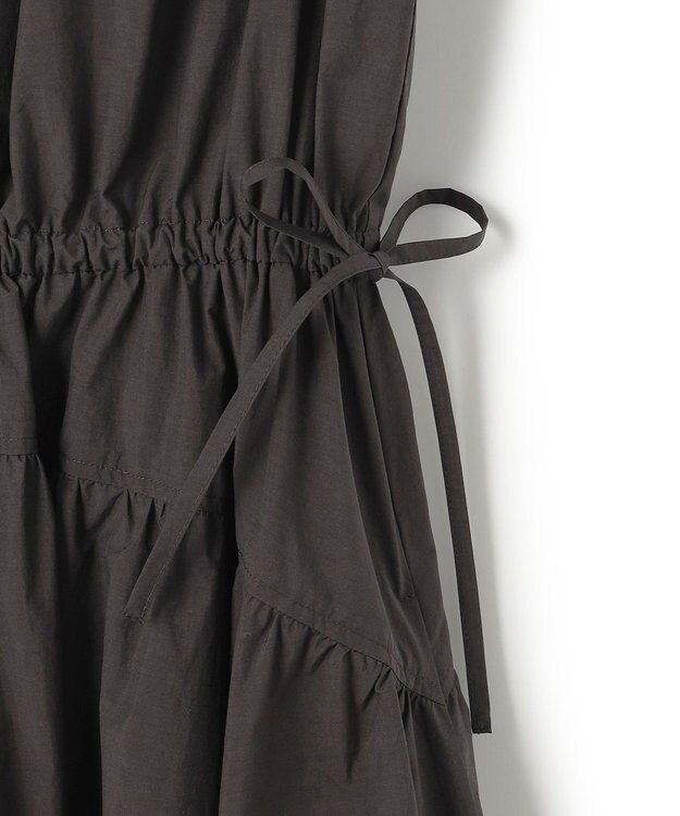 23区 【洗える/撥水加工】ナイロンコットンタフタ ウエストシャーリング ワンピース ダークブラウン系