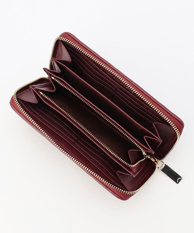 LA BAGAGERIE シープレザープリーツ加工ラウンドウォレット ワイン