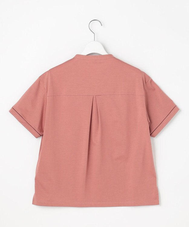 J.PRESS LADIES L プレーティングジャージー バンドカラー カットソー ローズピンク系