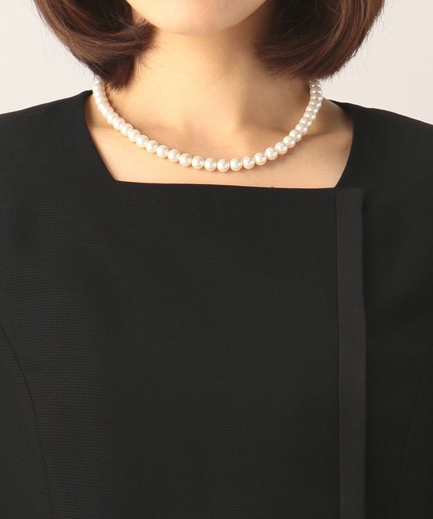 自由区 FORMAL 【ウォッシャブル対応】ドビーボーダーリボン ジャケット+ワンピース ブラック系