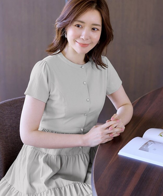 Tiaclasse 【洗える】 ティアードシャツワンピース ライトグレー