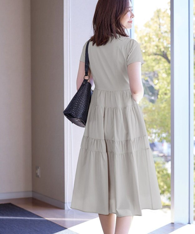 Tiaclasse 【洗える】 ティアードシャツワンピース ライトグレー
