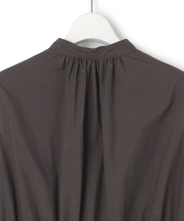 23区 L 【洗える/撥水性】ナイロンコットンタフタ ウエストシャーリング ワンピース ダークブラウン系