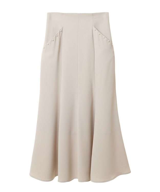 earth music&ecology パール付きマーメイドスカート Ecru