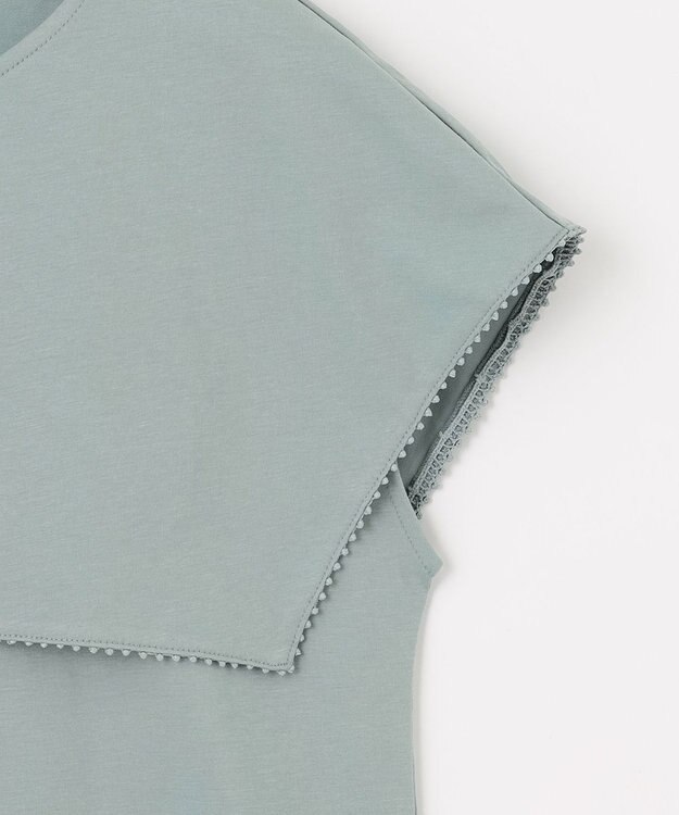 組曲 ブラウスライク ケープデザインカットソー スモーキーミント系