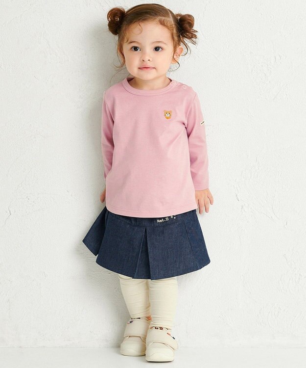 MIKI HOUSE HOT BISCUITS 【70-120cm】【Everyday Series】ワンポイント 長袖Tシャツ グレープ