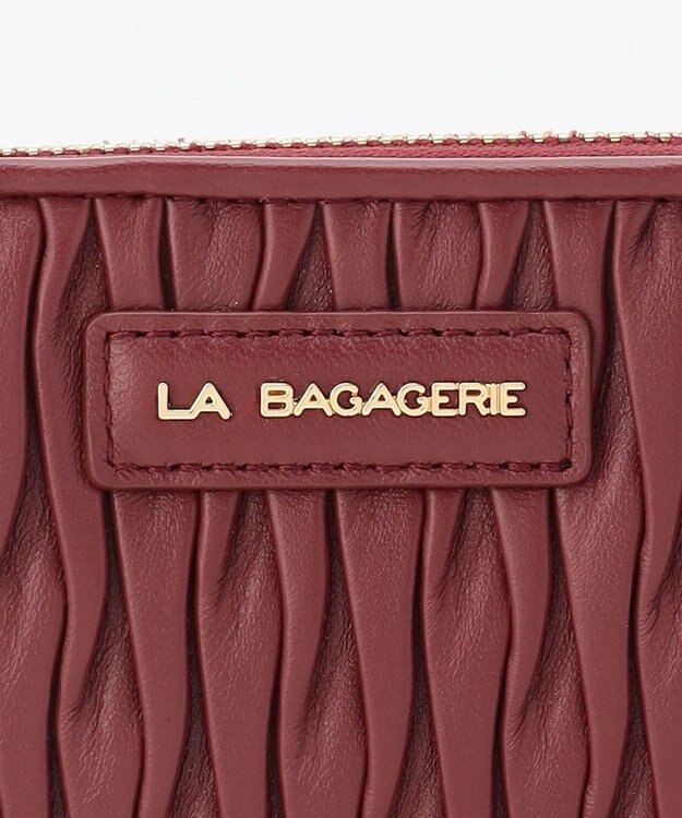 LA BAGAGERIE シープレザープリーツ加工ラウンドウォレット ワイン