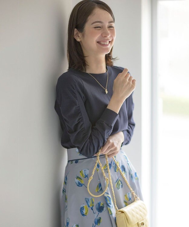 組曲 ハートボタン ニットプルオーバー ネイビー系