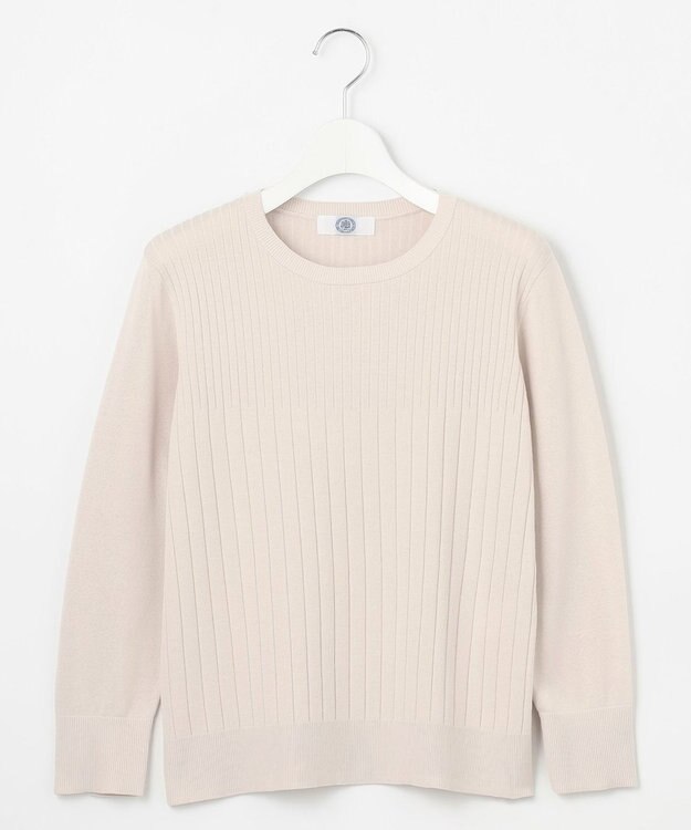 J.PRESS LADIES L 【洗える】Cotton Acetate ストライプ ニット プルオーバー ベージュ系