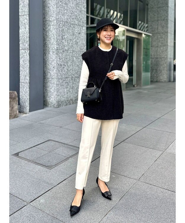 Green Parks フレア裏付きボアベスト Black