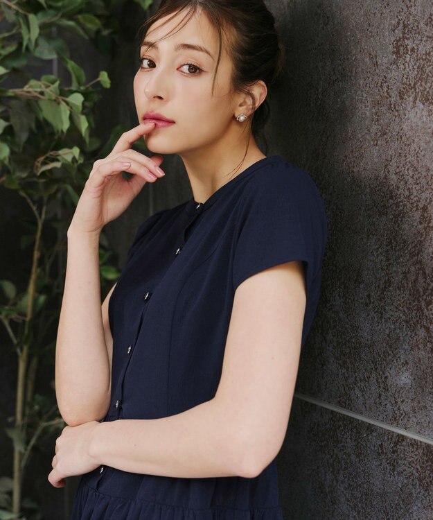 Tiaclasse 【洗える】 ティアードシャツワンピース ネイビー