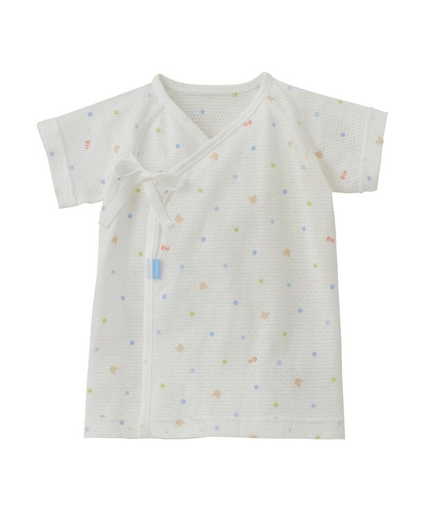 MIKI HOUSE HOT BISCUITS 【50-60cm】 メッシュ素材 総柄短肌着 ブルー