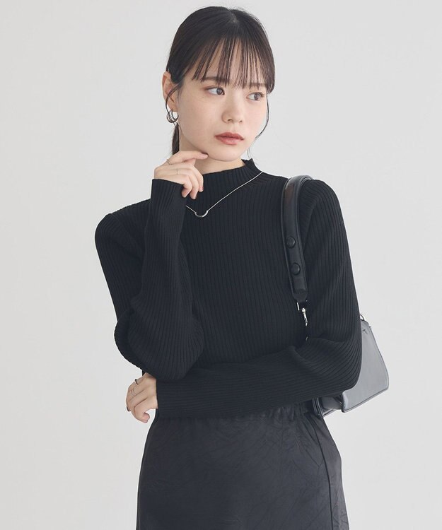 earth music&ecology ハイネックリブニットプルオーバー Black