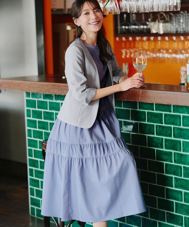 Tiaclasse 【洗える】 ティアードシャツワンピース ブルー