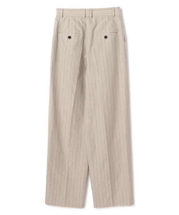 BEIGE， ERYTH / リネンストライプ タックワイドパンツ Flax × Bordeaux