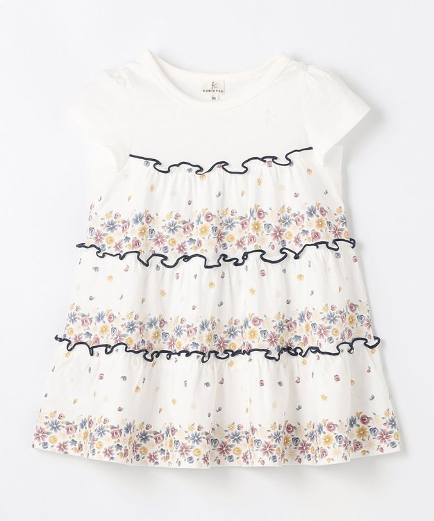 組曲 KIDS 【80-100㎝】ティアードフラワー チュニック オフホワイト
