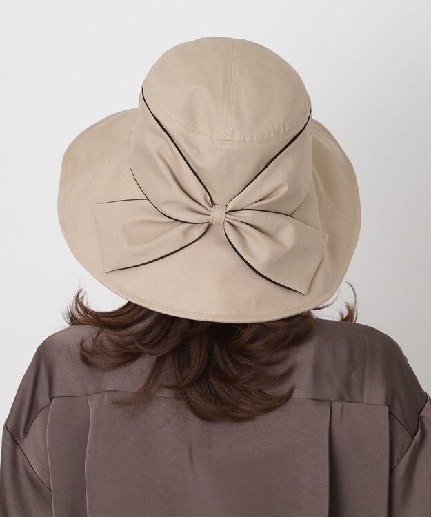 MOONBAT 【遮光100％/遮熱/UV】HIROKO KOSHINO(ヒロコ コシノ)遮光 ビッグリボンハット 帽子 広つば ゆったりMサイズ 手洗い可能/サイズ調整可能/日本製 モカブラウン