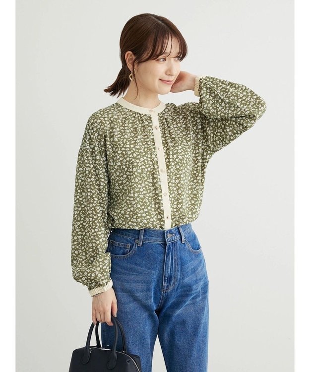 Green Parks ・ＥＬＥＮＣＡＲＥ　ＤＵＥコバナパイピングブラウス Khaki