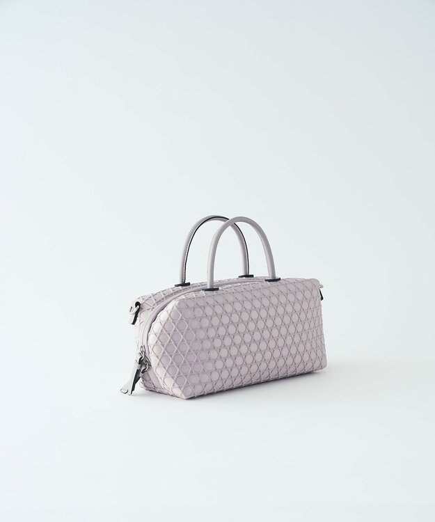 MIYABIYA LAQUOH【撥水加工】篭目柄エンボスボンディング ミニボストン ライトグレー