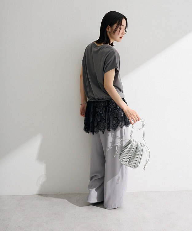 Green Parks セミワイドスラックスパンツ Light Gray
