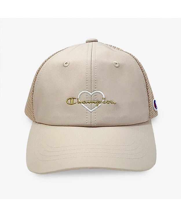 林八百吉商店 Champion　キッズ　ハートワッペンメッシュキャップ ベージュ