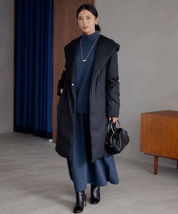 23区 【洗える】ウールカシミヤ ハイネック ニット ダルブルー系