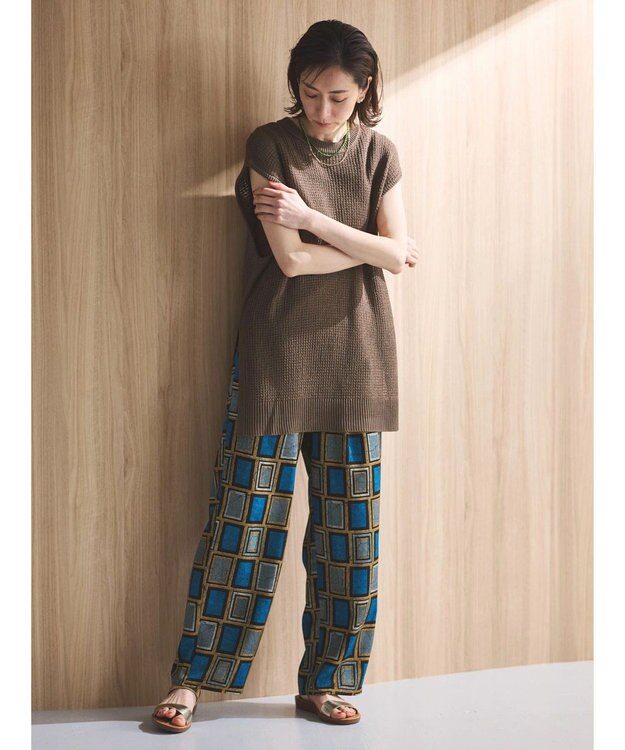 Green Parks アフリカン柄イージーパンツ Blue