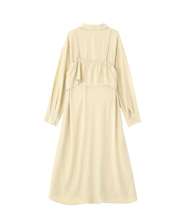 Green Parks ＳＥＴ２点フリルビスチェ＋シャツワンピース Light Khaki