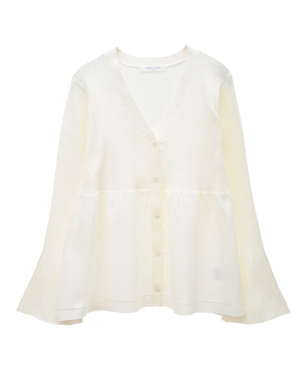 Green Parks ペプラムニットカーディガン Off White