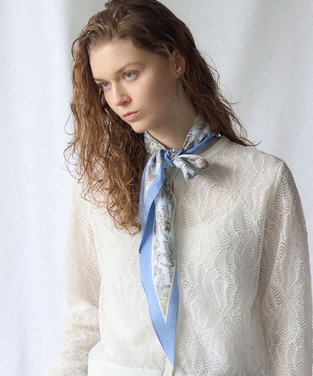 23区 【先行予約】Ericaキャラコ  ペイズリープリント スカーフ サックス系