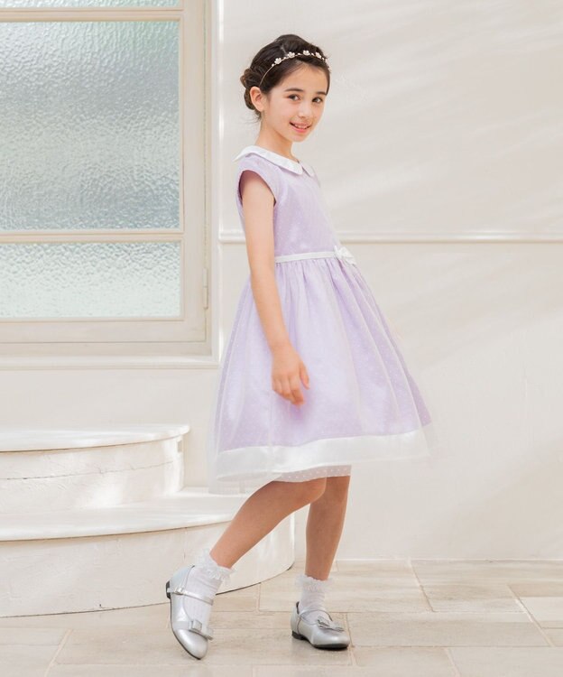 組曲 KIDS 【150-160㎝】チュールドット ドレス ラベンダー系5