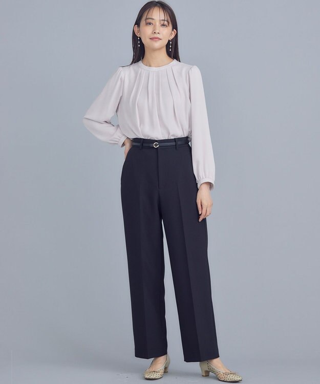 組曲 S 【WEB限定】ベーシックダブルクロス ワイドストレートパンツ ブラック系