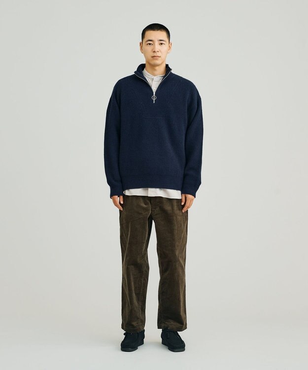 J.PRESS YORK STREET 【UNISEX】ウールカシミヤ ハーフジップニット ネイビー系