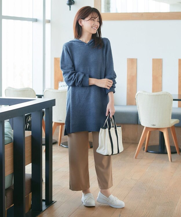 Tiaclasse L 【日本製・洗える】ジョーゼットニットワイドパンツ モカ