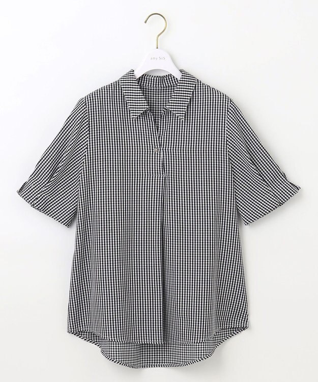 ANY SIS 【洗える】ピケチェック ブラウス モノトーンギンガム