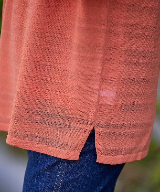 Tiaclasse 【インナーセット・洗える】ボーダー編みシアーニットアンサンブル ピンク