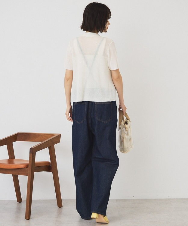 AMERICAN HOLIC 襟付きスキッパー半袖ニットポロ Off White