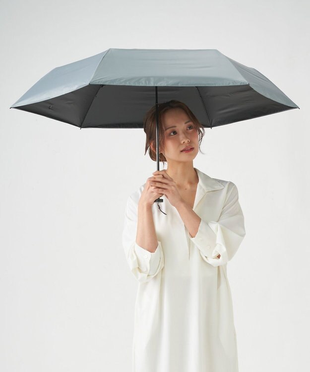 MOONBAT 【遮光100％/超軽量/耐久性】マジで軽い傘 晴雨兼用 折りたたみ日傘 マジカルテックプロテクション Tough W rib 55cm ライトグレー