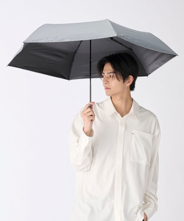 MOONBAT 【遮光100％/超軽量/耐久性】マジで軽い傘 晴雨兼用 折りたたみ日傘 マジカルテックプロテクション Tough W rib 55cm ライトグレー