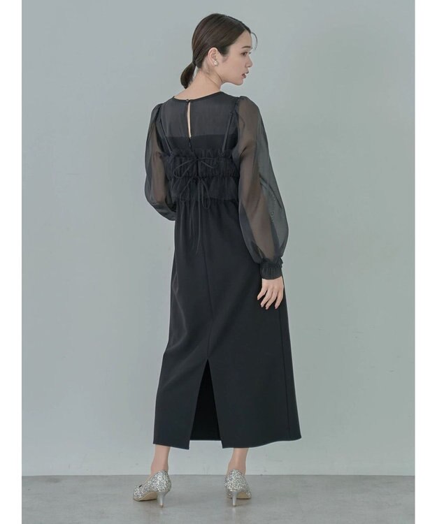 earth music&ecology ＳＥＴ２点チュールキャミ付きドッキングワンピース Black